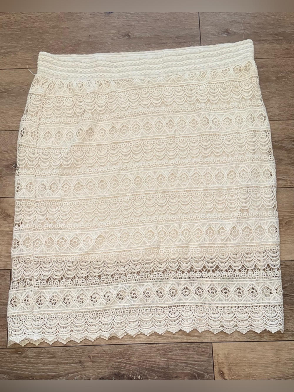 Maurices Cream Crochet Lace midi  Pencil Skirt Size 3x